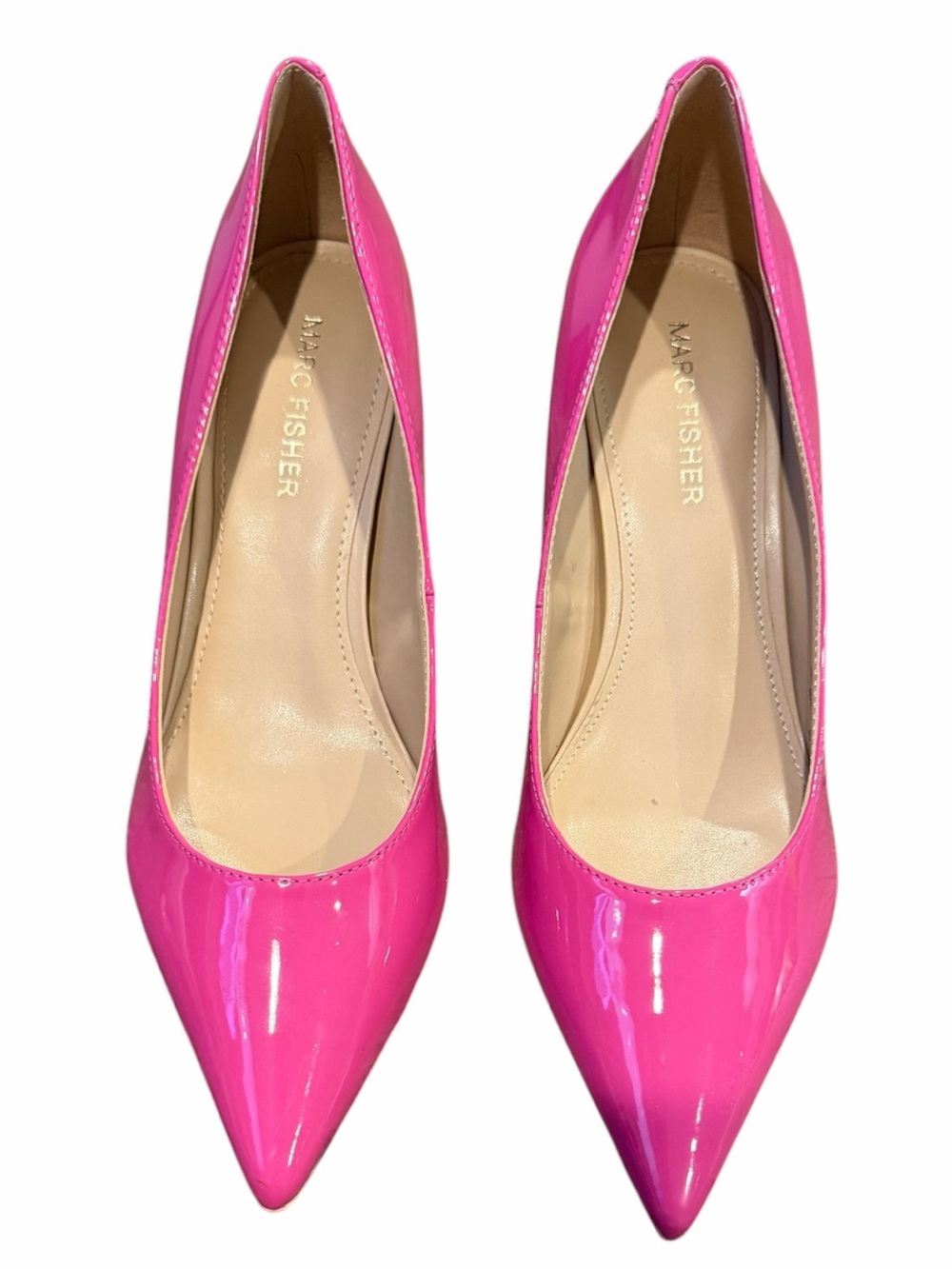 Marc Fisher Patent Pointed-Toe Pumps in Bright Pink - Picture 3 of 8